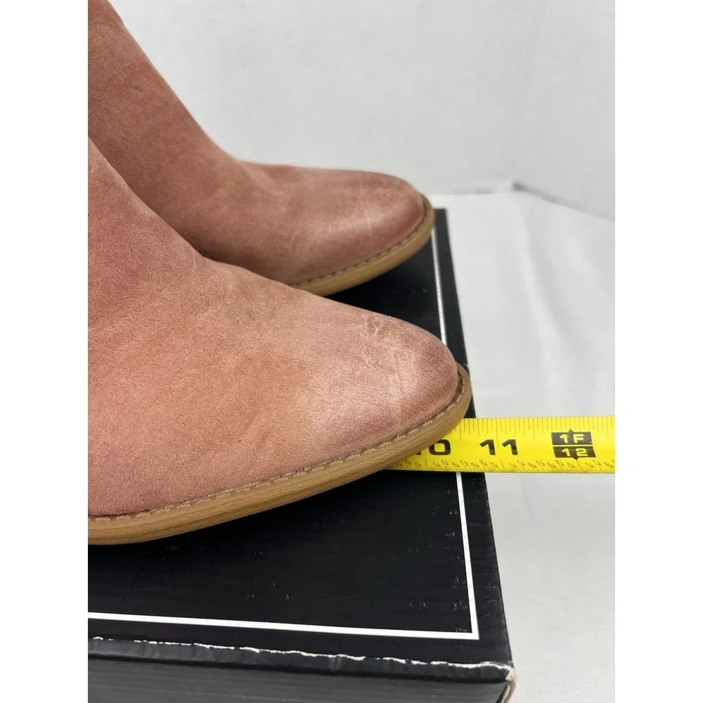 Qupid Tobin-13 Ankle Booties Block Heel Mauve Pink Suede Back Zip Size 10M